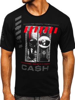 Camiseta de manga corta con estampado para hombre negro Bolf 14315