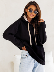 Sudadera con capucha y cuello de canguro para mujer negra Bolf 82131