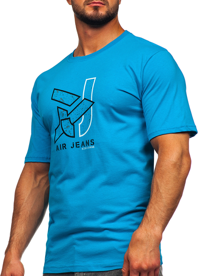 Camiseta algodón de manga corta para hombre turquesa Bolf 14769