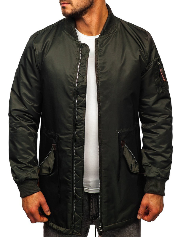 Chaqueta parka de entretiempo verde para hombre Bolf JK363