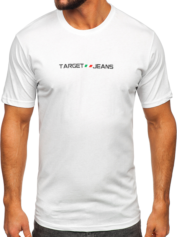 Camiseta algodón de manga corta con impresión para hombre blanco Bolf 14761