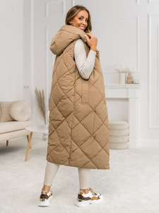 Chaleco largo acolchado para mujer camel Bolf 5M3165