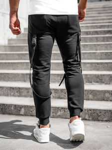 Pantalón jogger de chándal tipo cargo para hombre negro Bolf 6581A