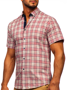 Camiseta a manga corta a cuadros para hombre color crudo Bolf 201501