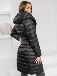 Abrigo largo de invierno acolchado con capucha para mujer color negro Bolf 5M3159A
