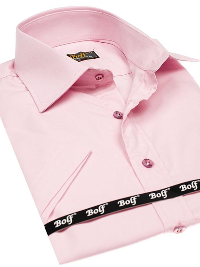 Camisa elegante de manga corta para hombre rosa Bolf 7501