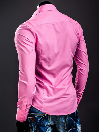 Camisa elegante coral de manga larga para hombre Bolf 1703A