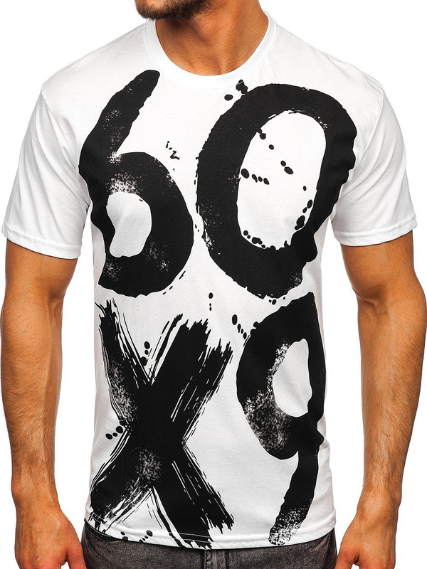 Camiseta blanca de hombre con estampado Bolf 0303