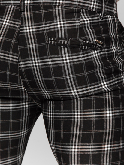 Pantalón chinos a cuadros de tela para hombre negro Bolf 184167