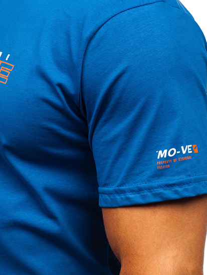 Camiseta algodón de manga corta para hombre azul Bolf 14732