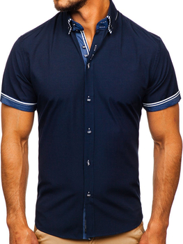 Camisa de manga corta para hombre azul oscuro Bolf 2911-1