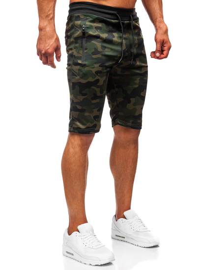 Pantalón corto de chándal camuflaje para hombre caqui Bolf HL9217