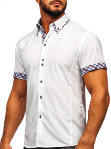 Camisa de manga corta para hombre blanco Bolf 6540