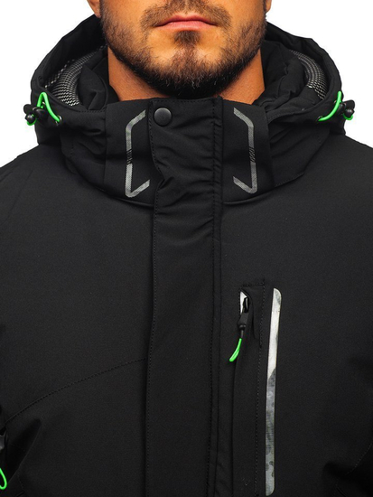 Chaqueta de invierno de esquí para hombre negro y verde Bolf 1910