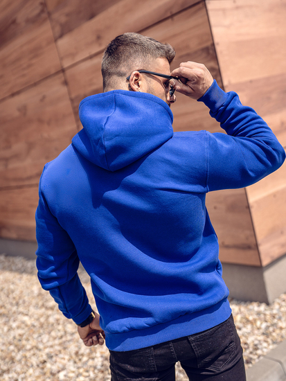 Sudadera tipo canguro con capucha para hombre azul medio Bolf 1004