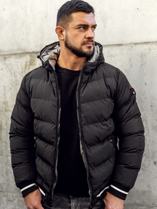 Chaqueta reversible acolchada de invierno para hombre negro y oro Bolf 7417