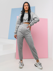 Conjunto de chándal oversize de dos piezas para mujer gris Bolf 8C68