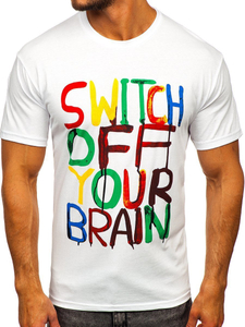 Camiseta blanca estampada para hombre Bolf 1181