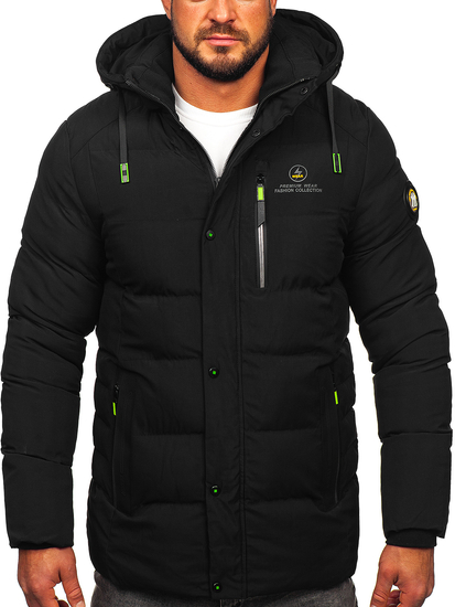 Chaqueta larga acolchada de invierno para hombre negro Bolf 22M57