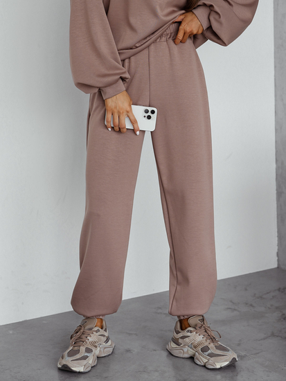 Conjunto de sudadera con capucha de dos piezas para mujer color capuchino Bolf 525