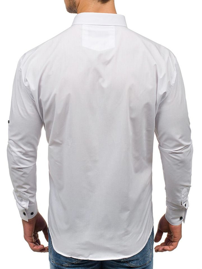 Camisa elegante de manga larga para hombre blanco Bolf 0780