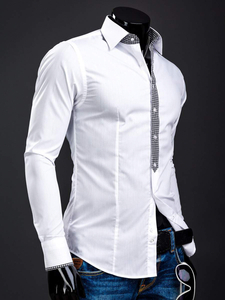 Camisa elegante de manga larga para hombre blanco Bolf 0939