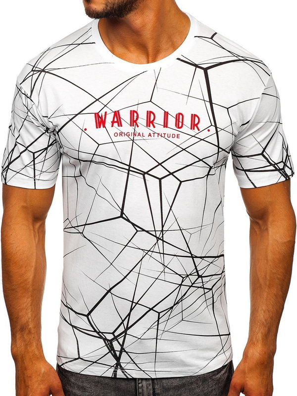 Camiseta de manga corta con impresión para hombre blanco Bolf SS10935