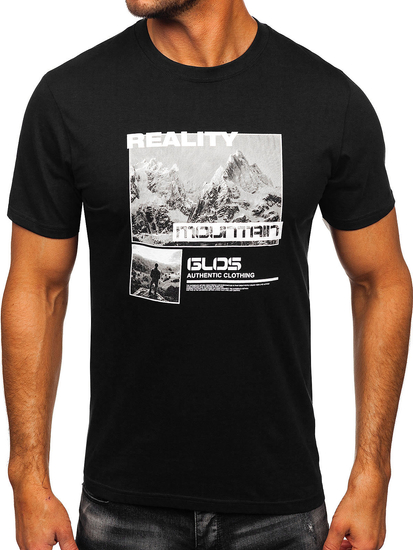Camiseta estampada de algodón para hombre Negro Bolf MPO3461