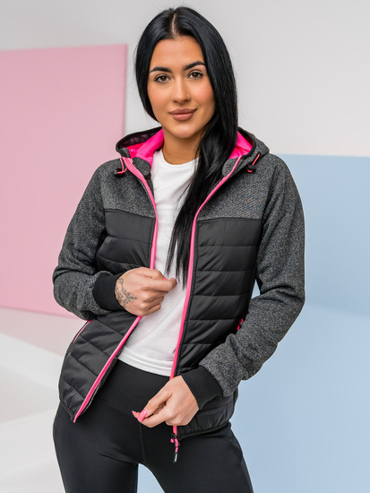 Chaqueta deportiva de entretiempo negra para mujer Bolf KSW4002
