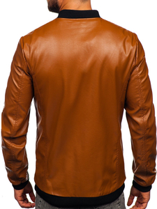Chaqueta bomber de cuero para hombre marrón Bolf 6803A
