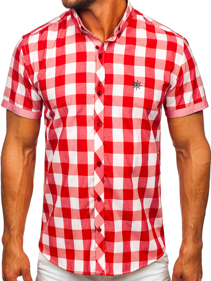 Camisa a cuadros de manga corta para hombre roja Bolf 6522