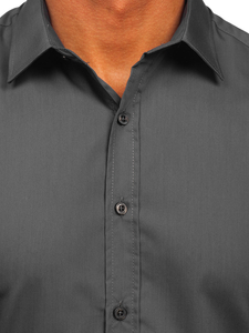 Camisa elegante de manga larga para hombre grafito claro Bolf 1703
