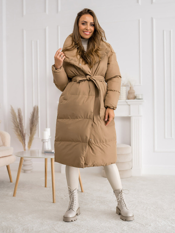 Chaqueta larga acolchada de invierno abrigo para mujer camel Bolf 5M737