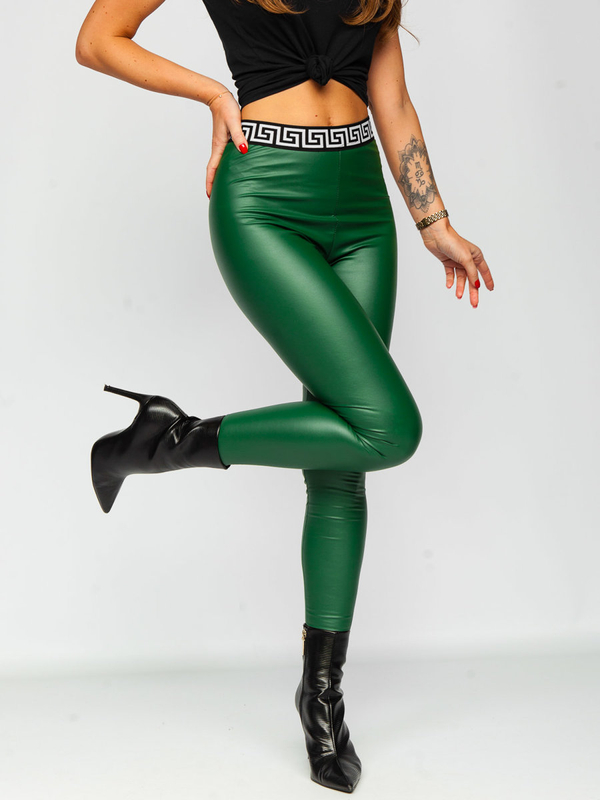 Leggings de cuero ecológico para mujer verde Bolf MY16572