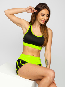 Conjunto deportivo de dos piezas para mujer negro y amarillo Bolf XL011A1