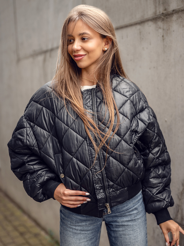 Chaqueta bomber acolchada para mujer negro Bolf J9089