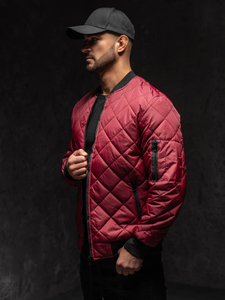 Chaqueta bomber acolchada de entretiempo para hombre burdeos Bolf MY-01A1