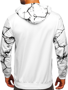 Sudadera con capucha con impresión para hombre blanco Bolf 6453