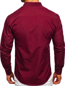 Camisa elegante burdeos de manga larga para hombre Bolf 1703
