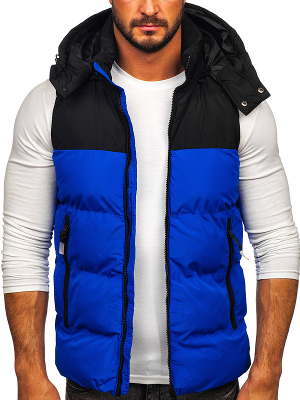 Chaleco acolchado con capucha para hombre azul Bolf 1189