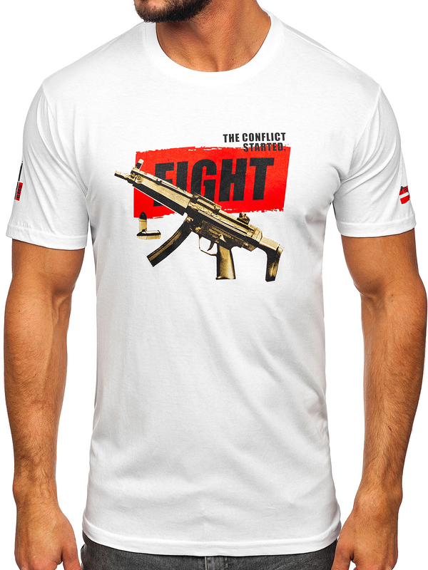 Camiseta algodón de manga corta para hombre blanco Bolf 14709