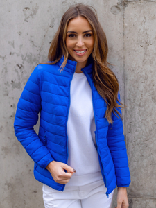 Chaqueta acolchada con cuello alto de entretiempo para mujer cobalto Bolf 1141A