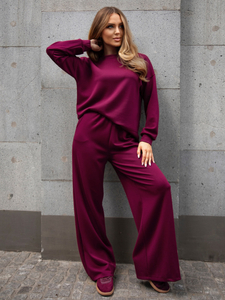 Chándal de dos piezas con cremallera para mujer color mantequilla color burdeos Bolf 821111