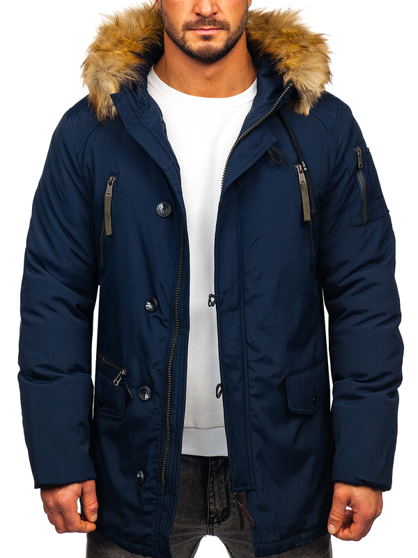 Chaqueta de invierno parka para hombre azul oscuro Bolf 1795