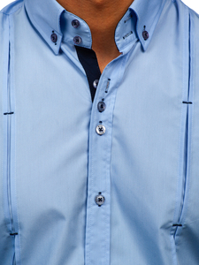 Camisa a manga larga para hombre color azul Bolf 20725