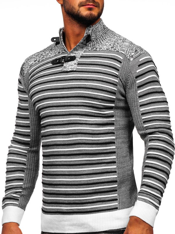 Suéter con cuello alto para hombre color blanco Bolf 1028