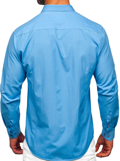 Camisa elegante azul claro de manga larga para hombre Bolf 1703