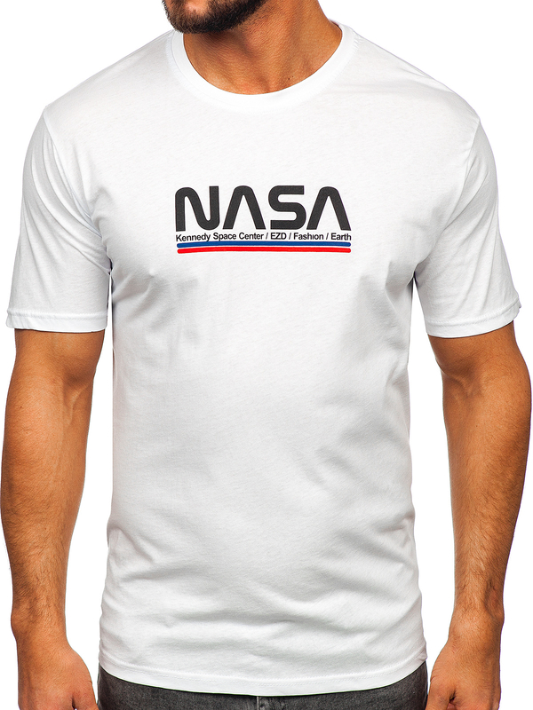Camiseta algodón de manga corta con impresión para hombre blanco Bolf 14749