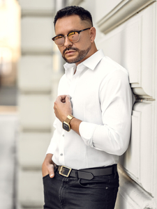 Camisa elegante blanca de manga larga para hombre Bolf 1703