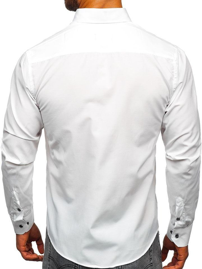 Camisa elegante de manga larga para hombre blanco Bolf 4711